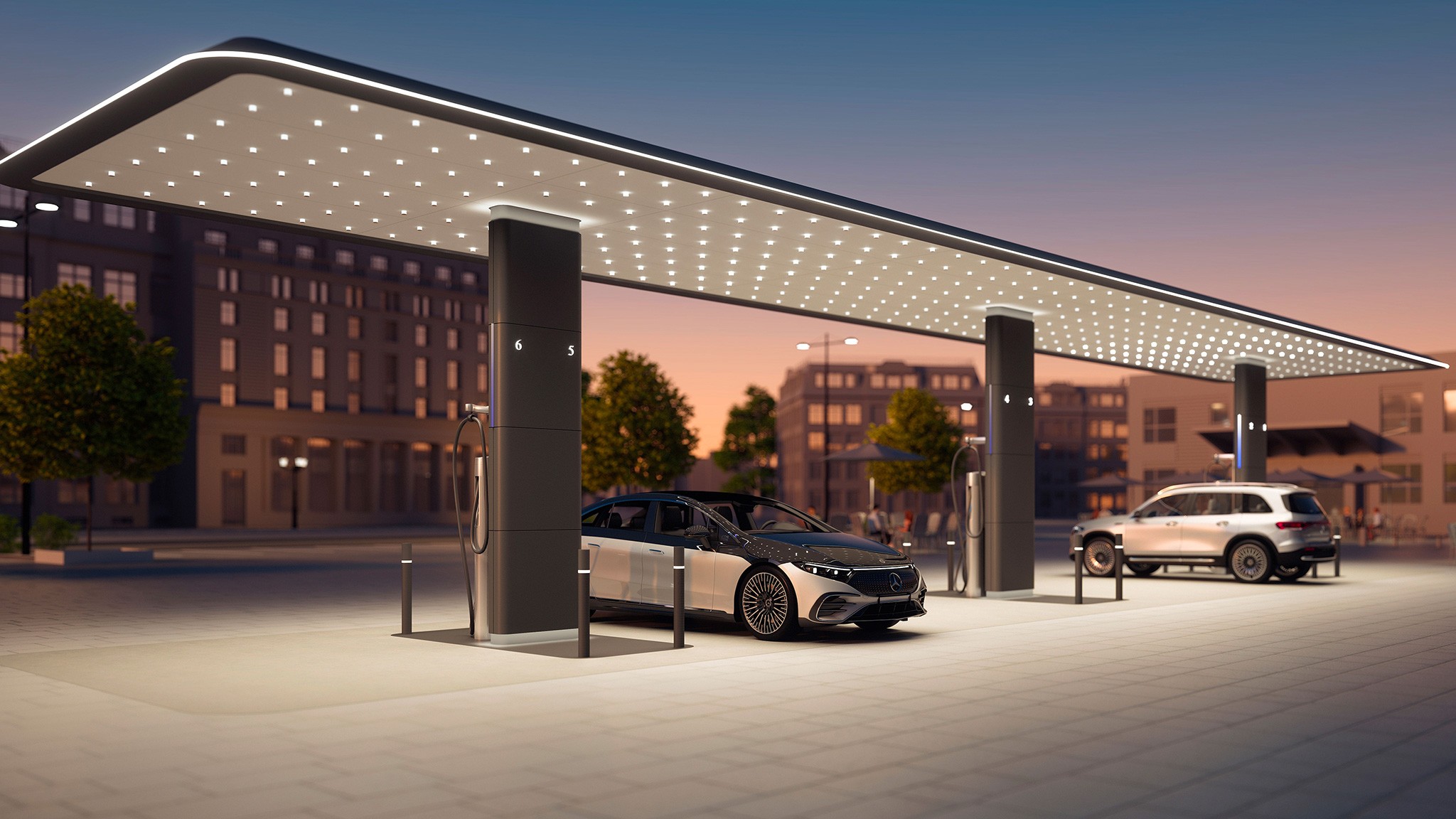 mercedes charging station side view