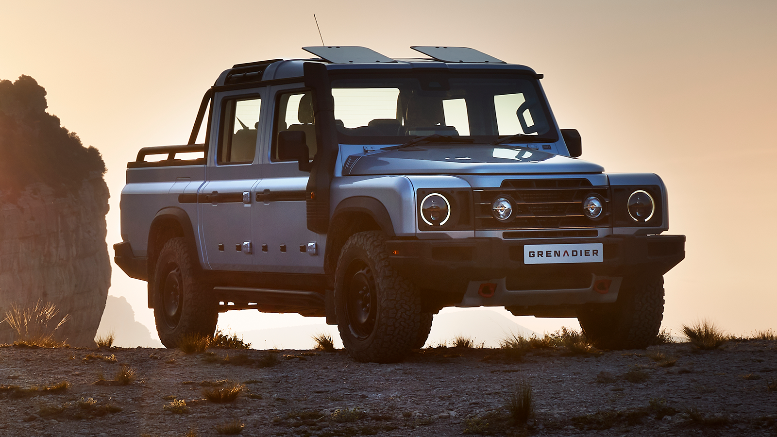 Ineos Grenadier Quartermaster off road pickup truck front angle right