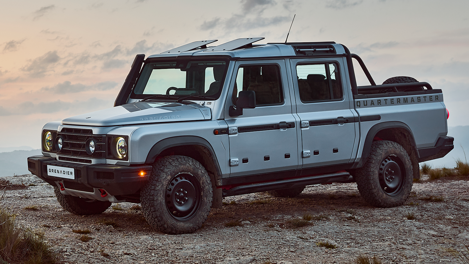 Ineos Grenadier Quartermaster off road pickup truck front angle