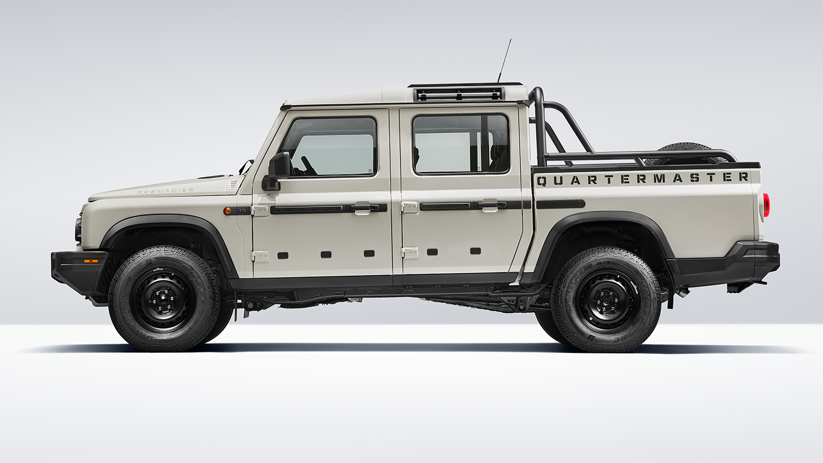 Ineos Grenadier Quartermaster off road pickup truck side studio