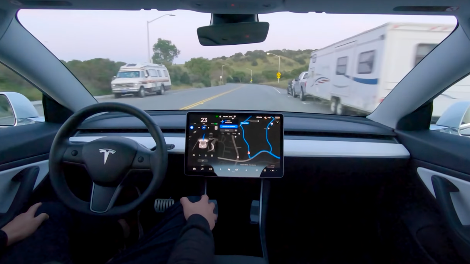Tesla Autopilot Autosteer 2019 YT demo 1