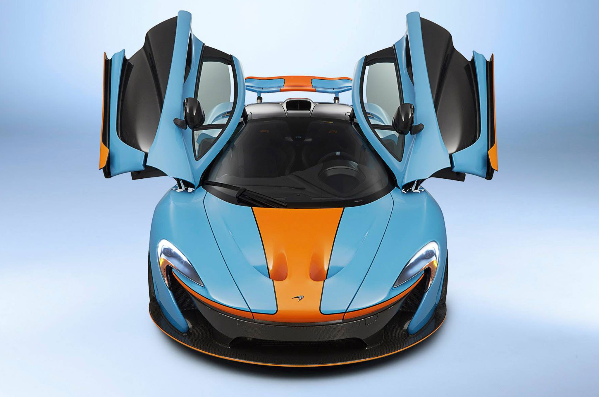 McLaren P1 in Gulf livery by MSO Bespoke front end with doors open