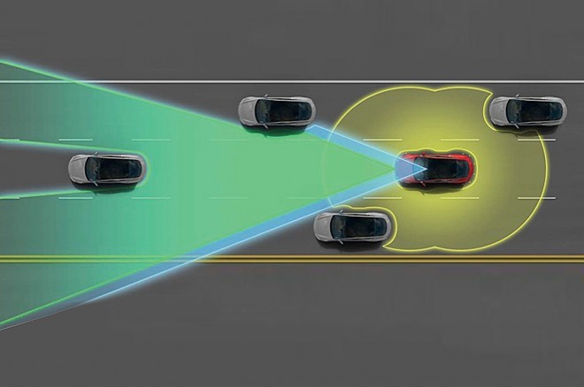 2015 Tesla Model S P85D autopilot view 660x438