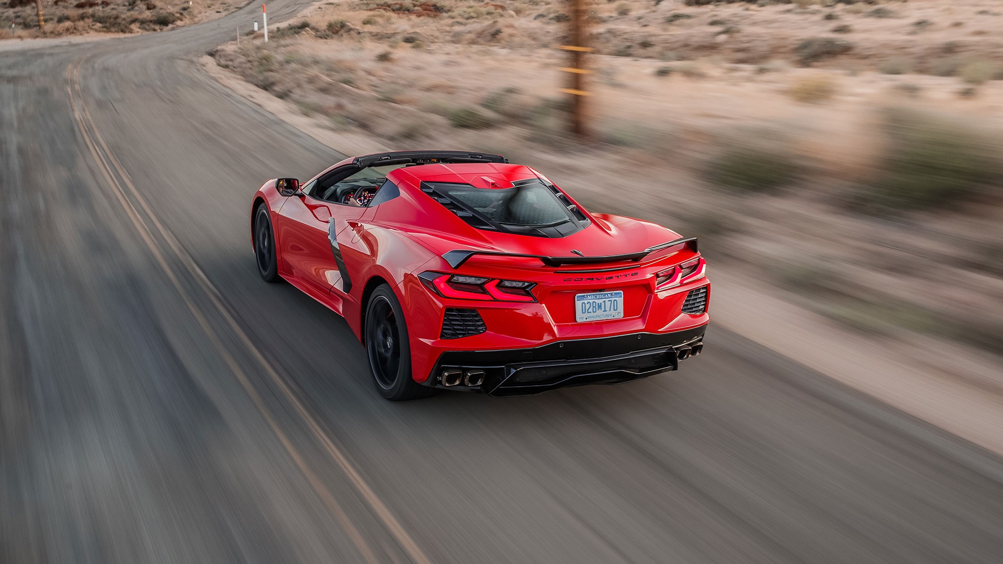 2020 Chevrolet Corvette 3LT Z51 rear three quarter in motion 3