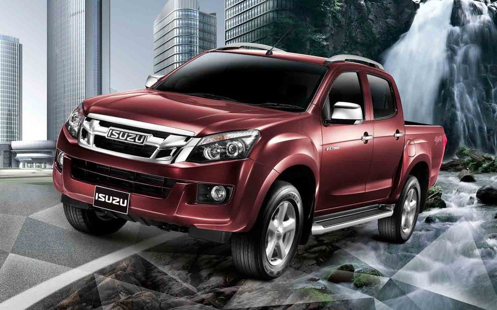 2012 Isuzu D Max Pickup red crew cab front three quarters view