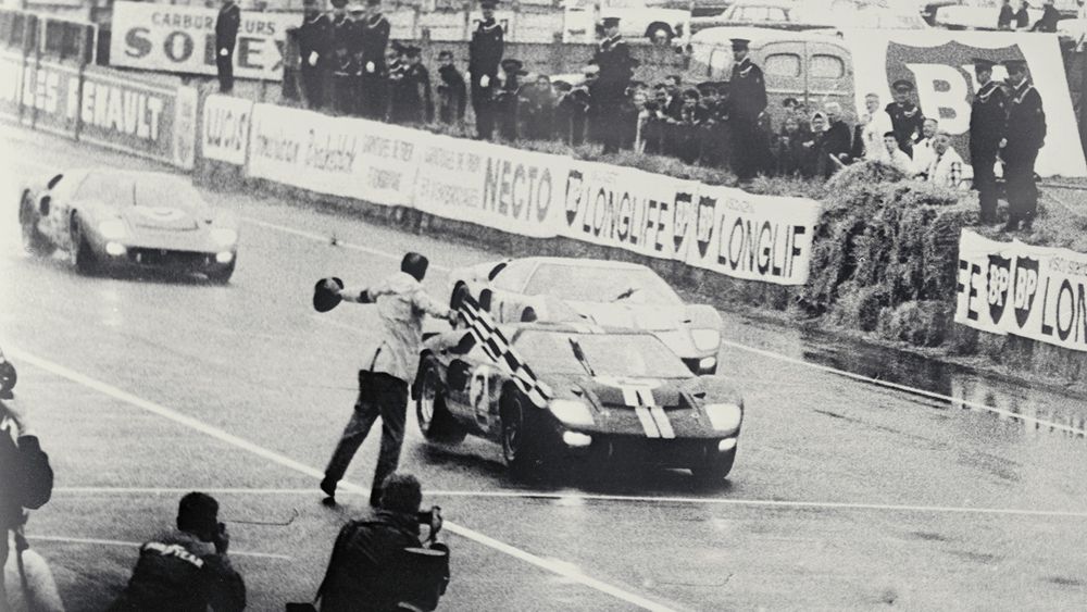 Ford GT40 at 1966 24 Hours of Le Mans finish line