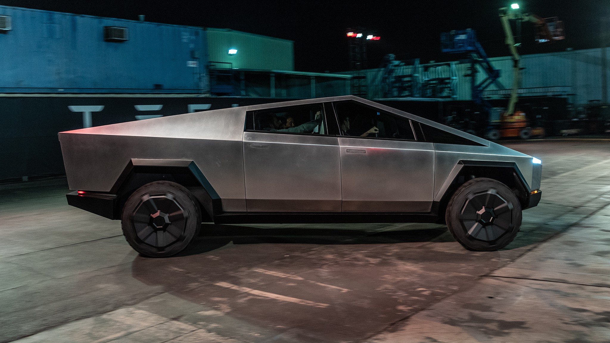 Tesla Cybertruck electric pickup side view