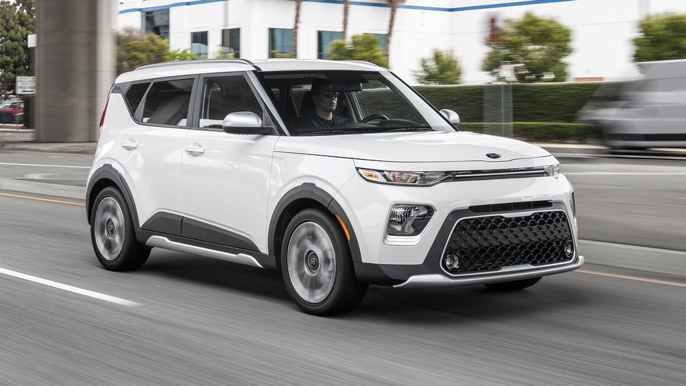 2020 Kia Soul X Line front three quarter in motion 1