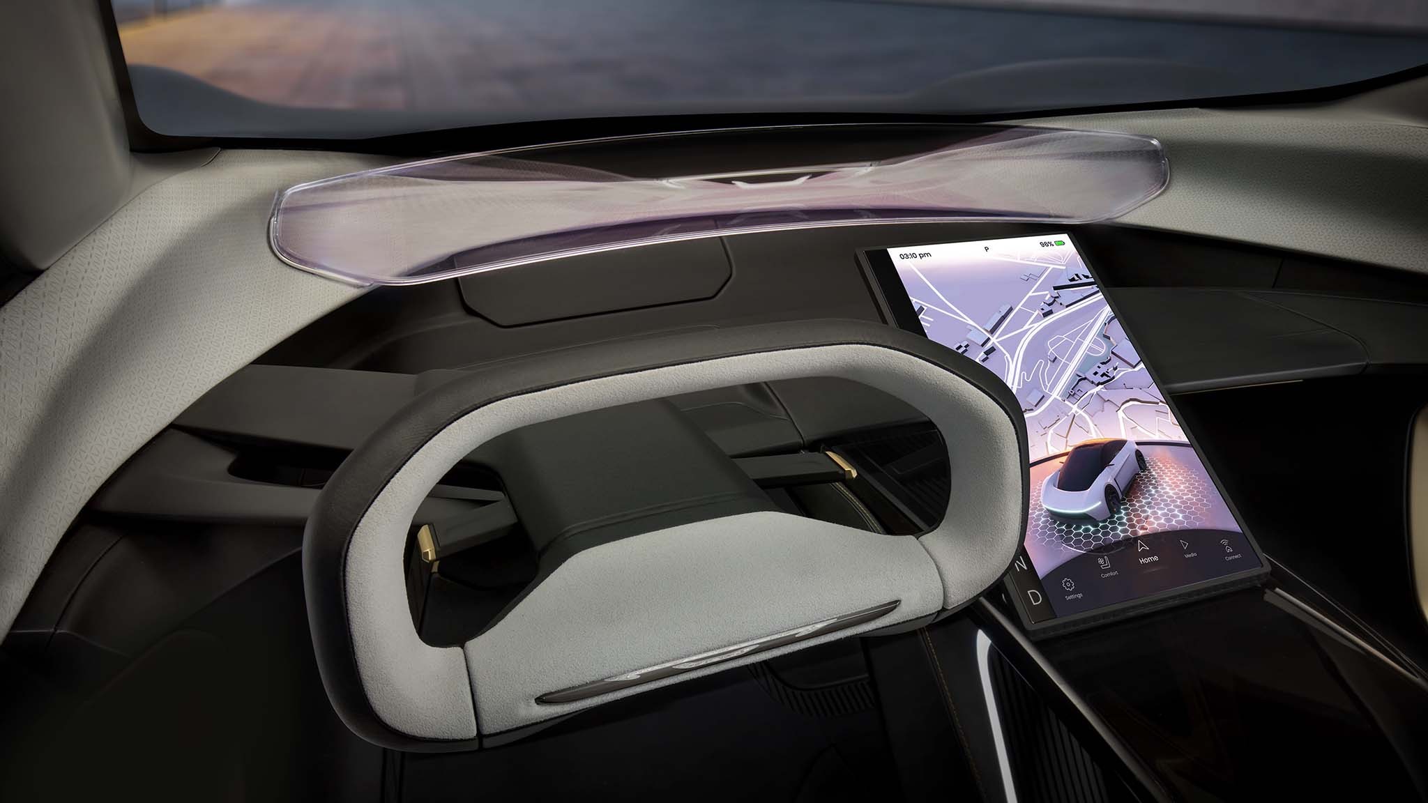 The Chrysler Halcyon Concept’s steering wheel features a cente