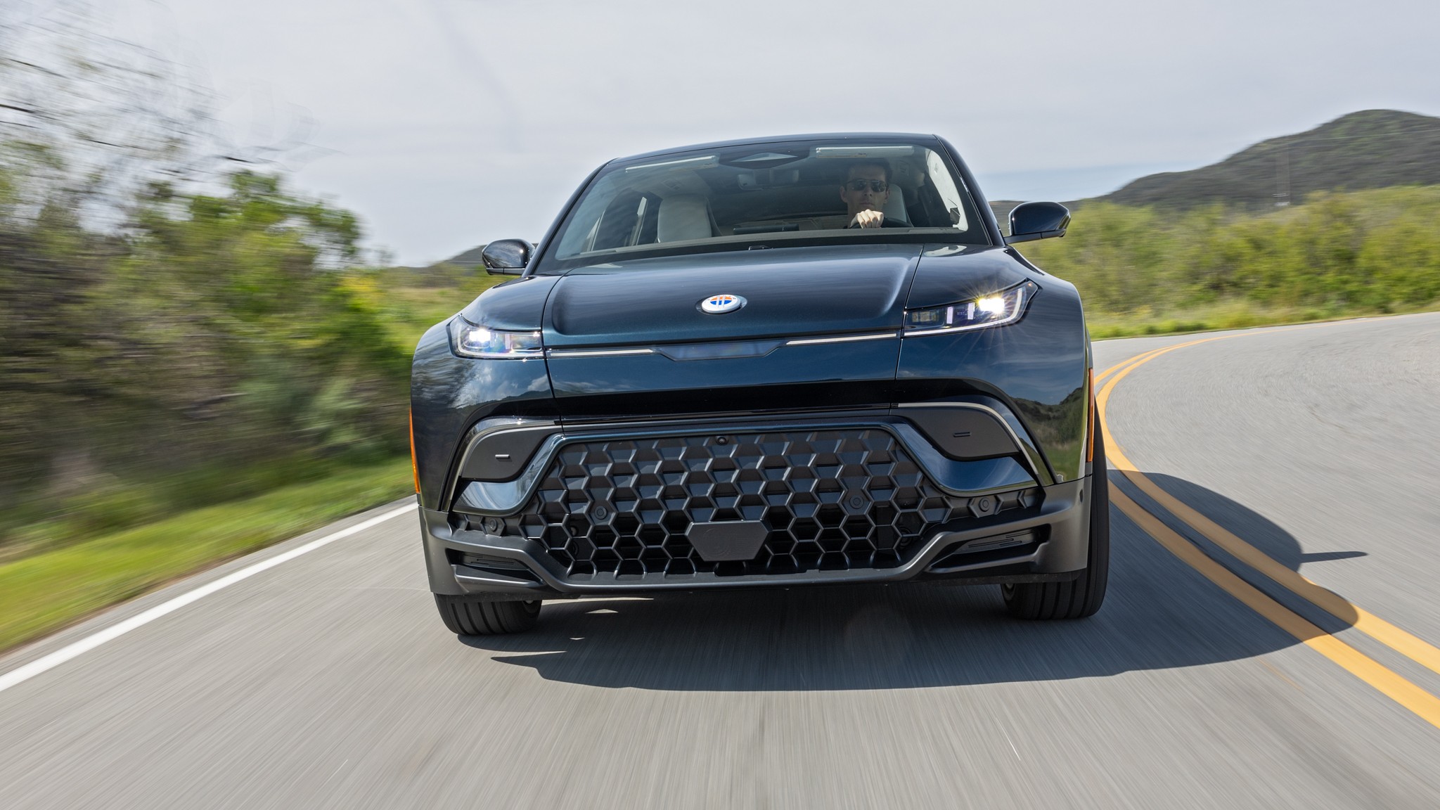 005 2024 Fisker Ocean front in motion view