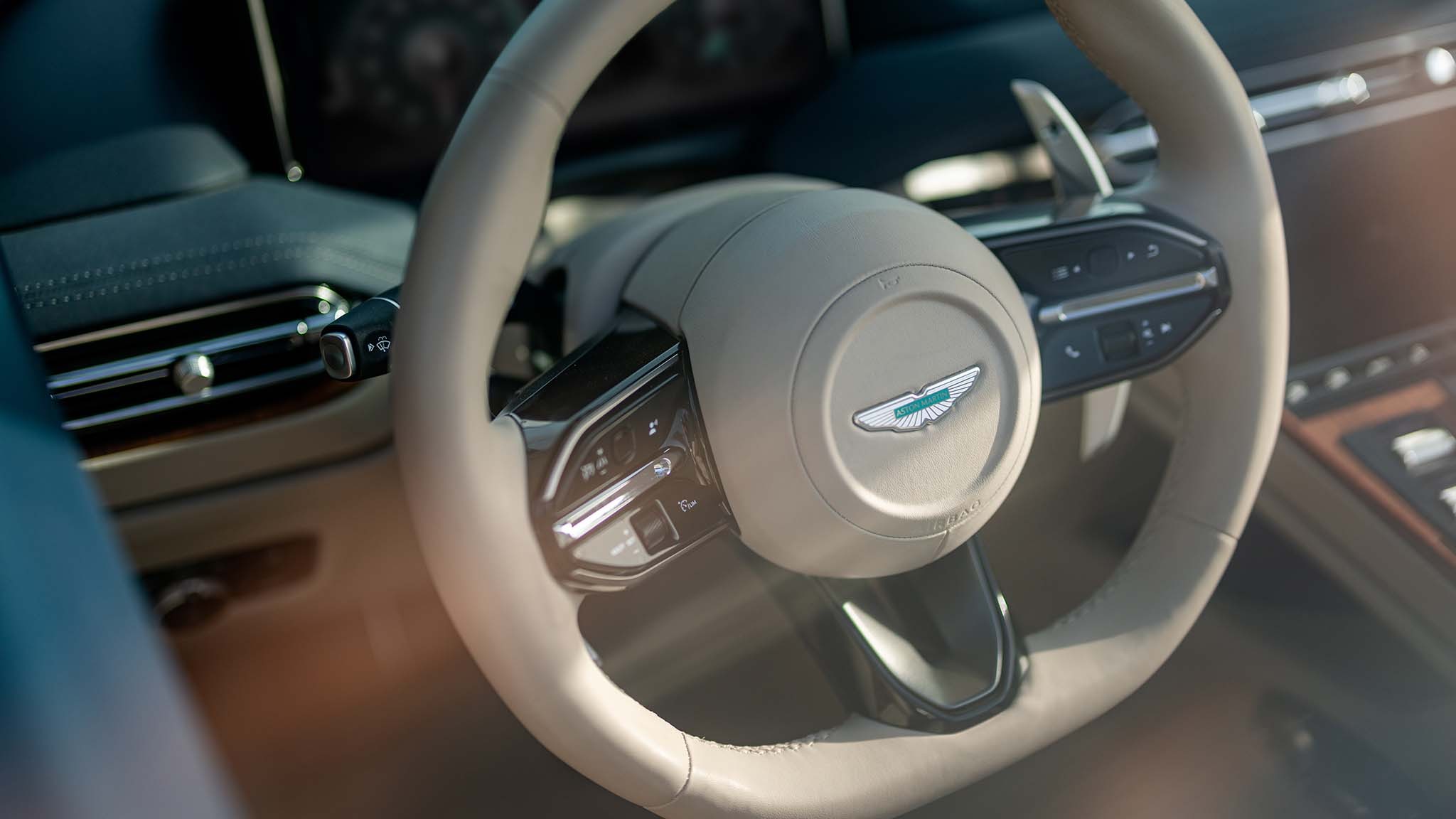 024 2024 aston martin db12 volante first drive steering wheel
