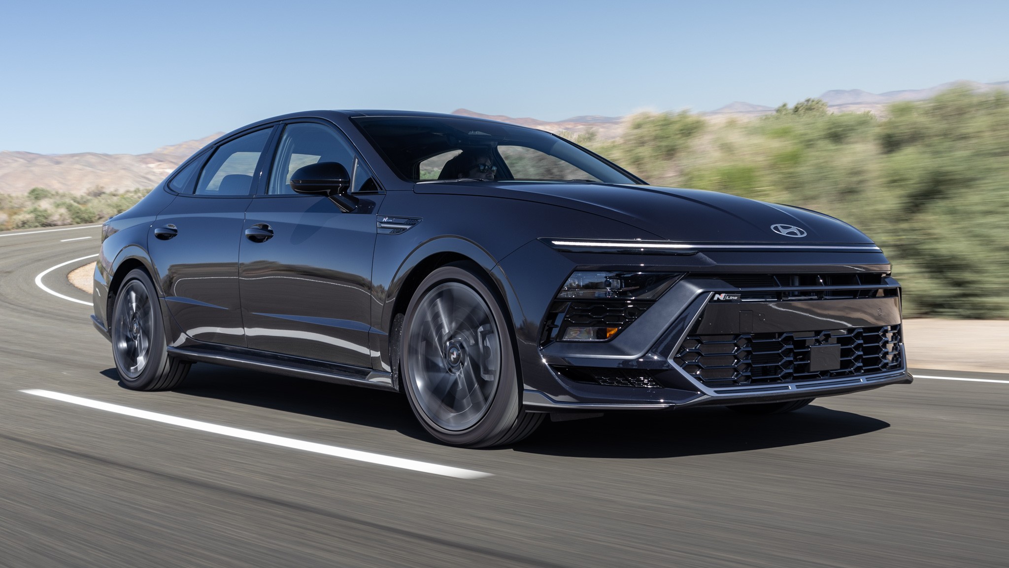 001 2024 Hyundai Sonata N Line Front Three Quarter Motion LEAD