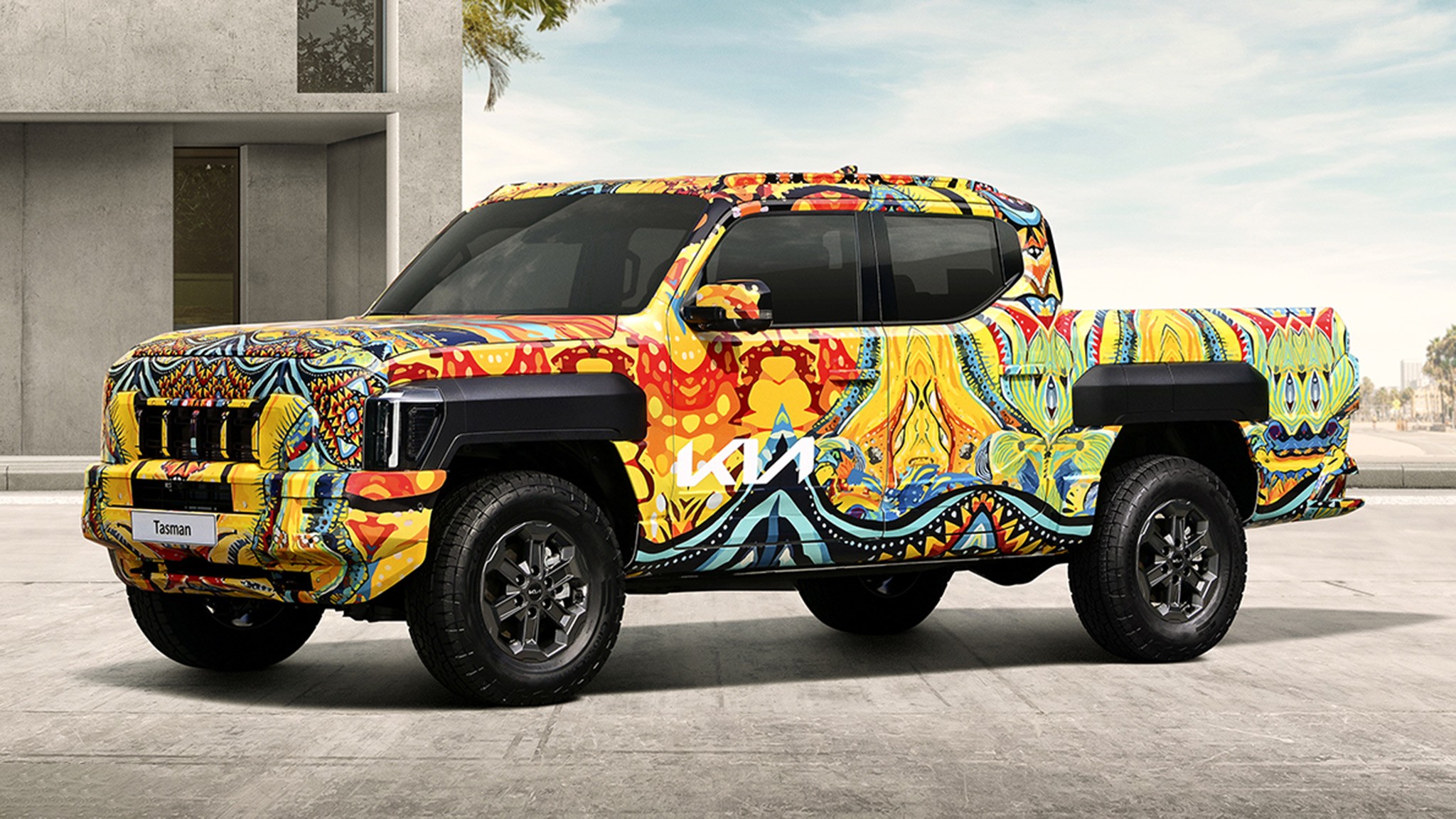 Kia Tasman pickup truck camouflaged teaser