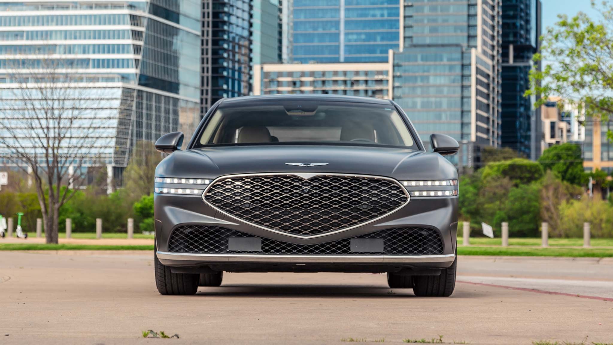 001 2023 genesis g90 yearlong review verdict front view
