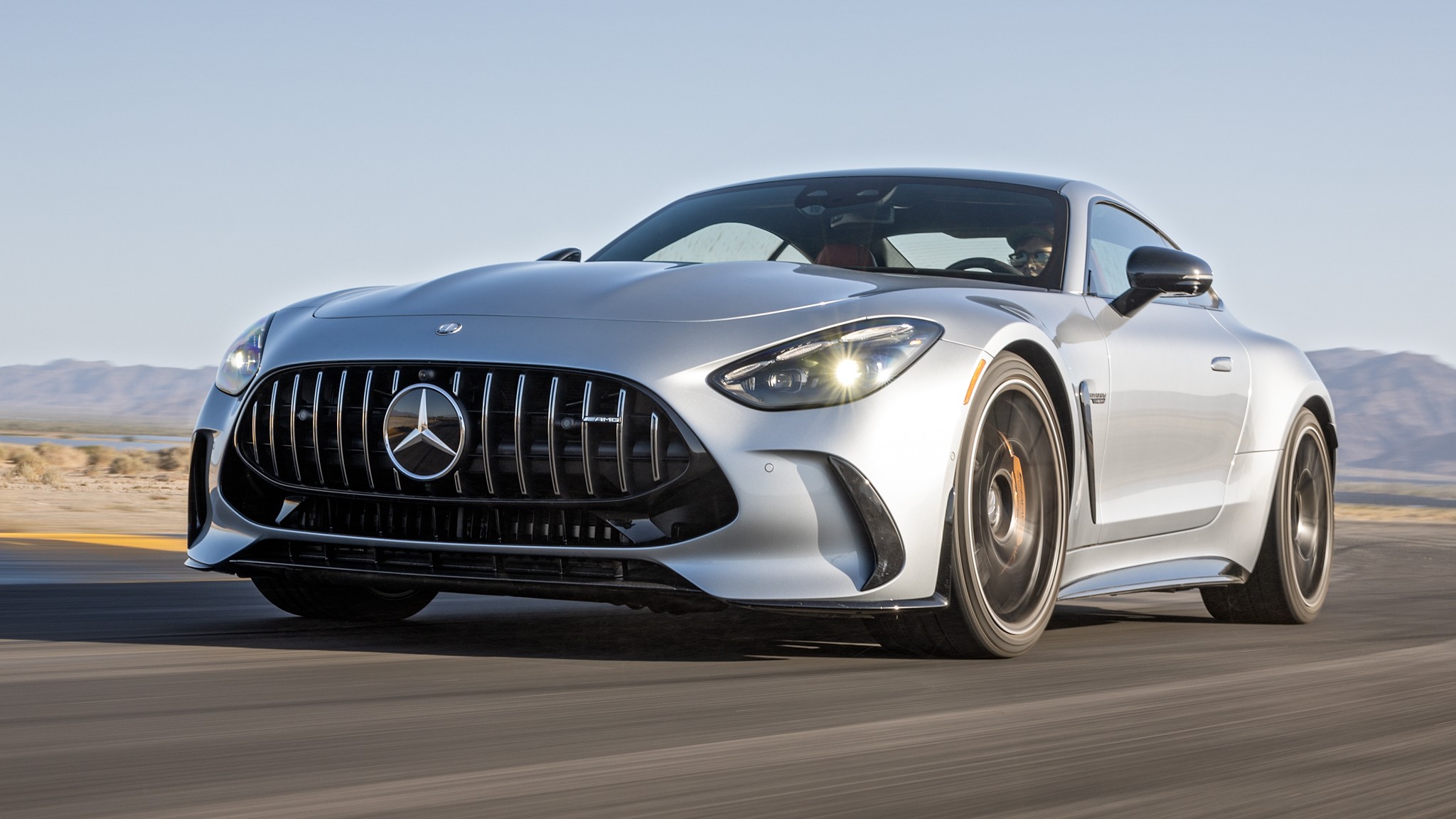 002 2024 Mercedes AMG GT Front Three Quarter Action
