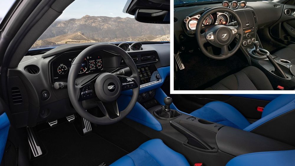 002 new nissan z vs old nissan 370z interior comparison