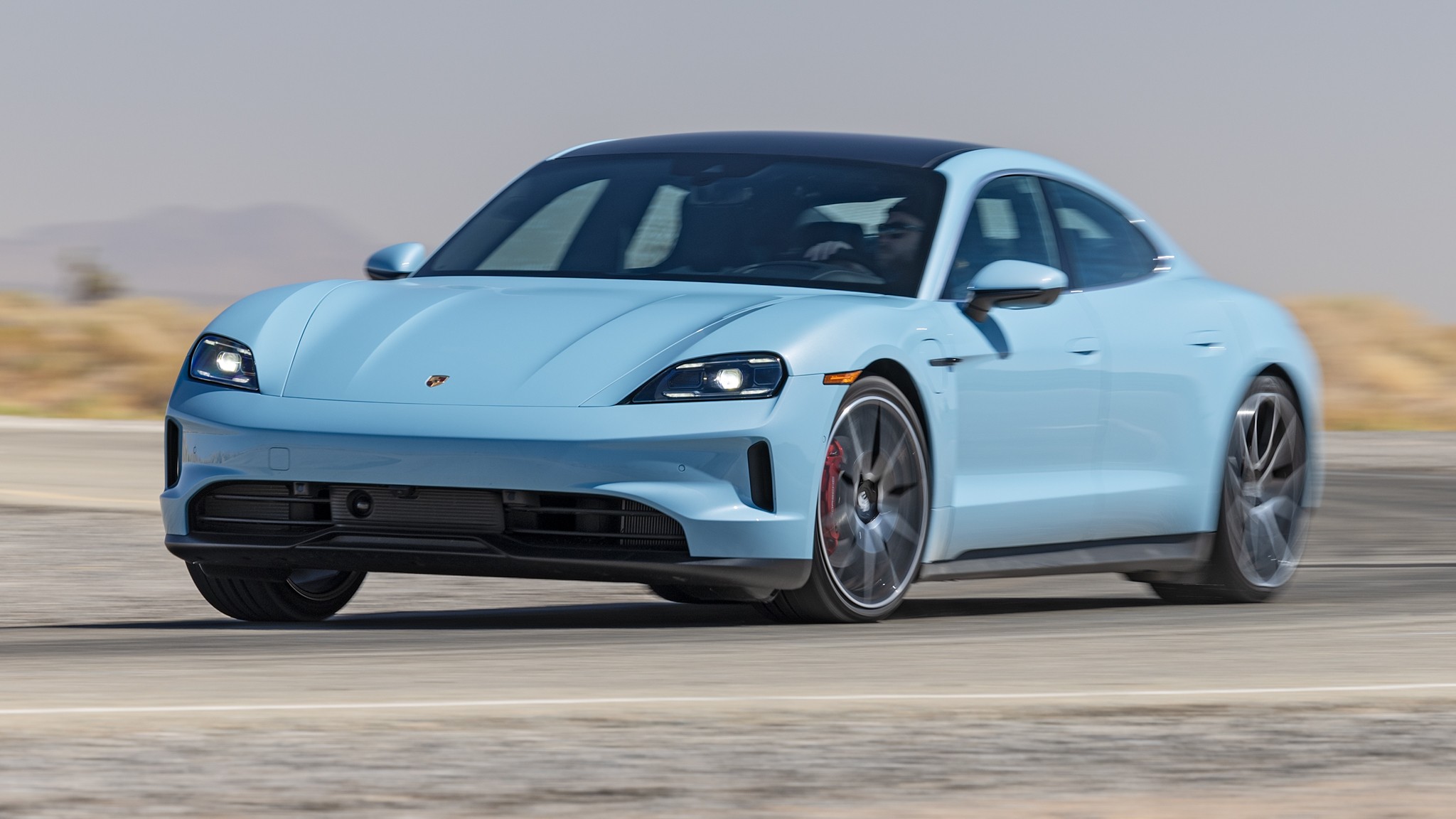 004 2024 Porsche Taycan 4S Front Three Quarter Action