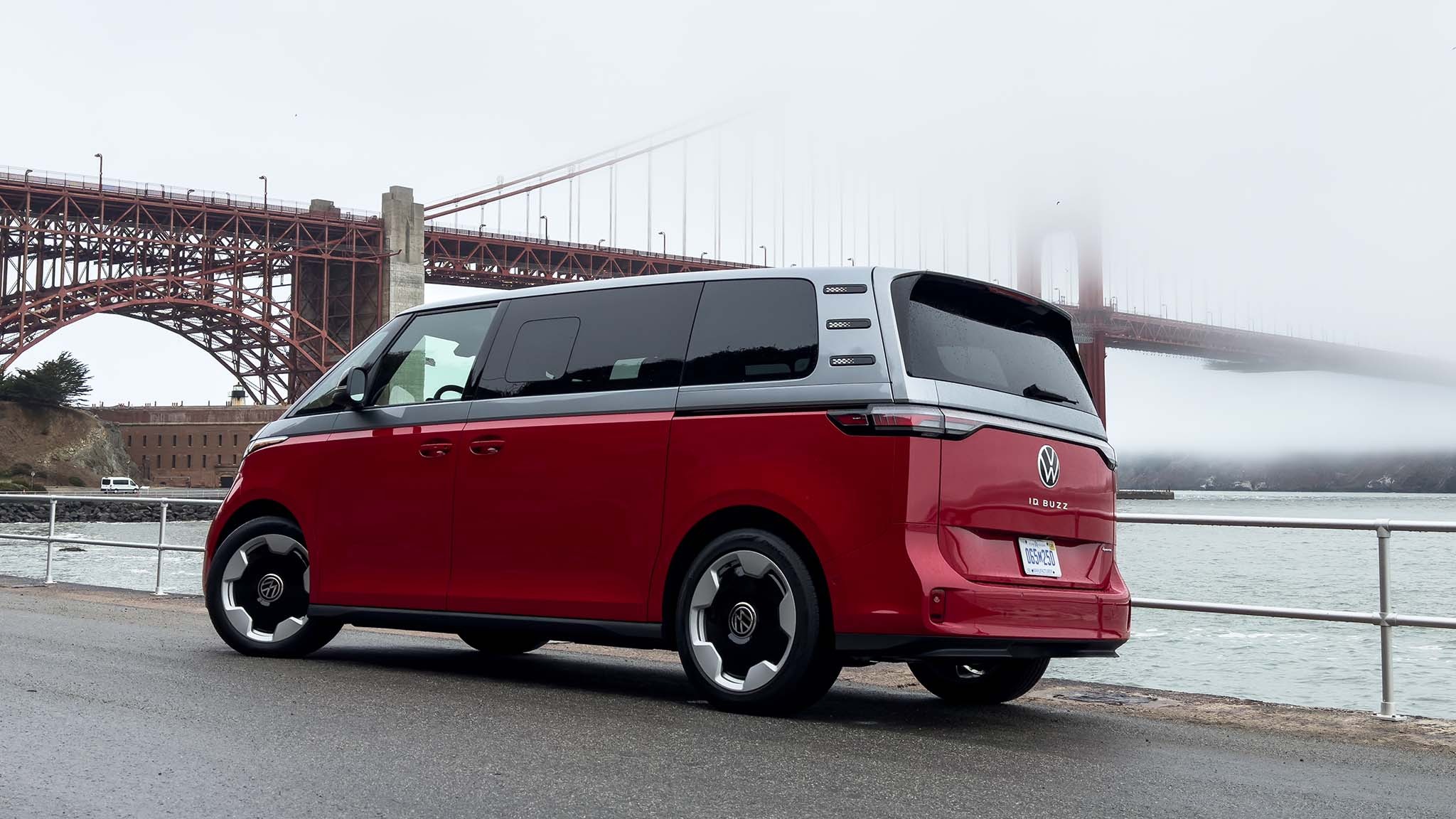 2025 volkswagen id buzz metro silver cherry red rear golden gate