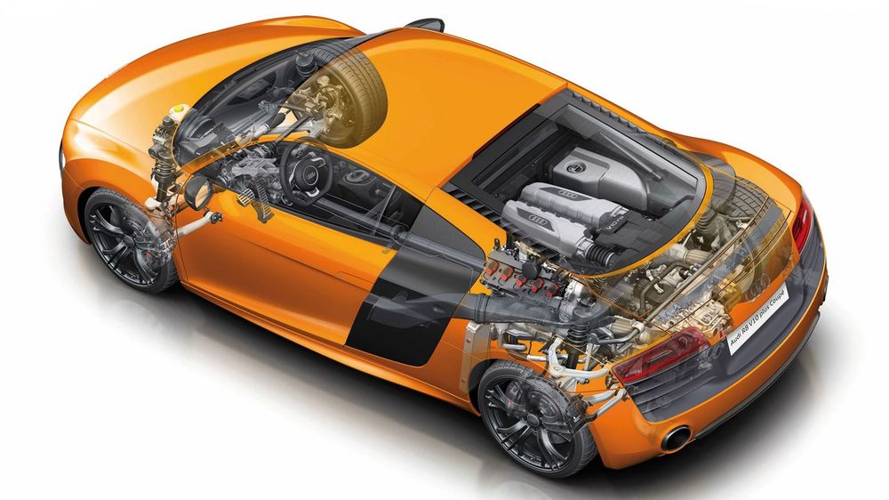 2014 audi r8 v10 engine plus cutaway