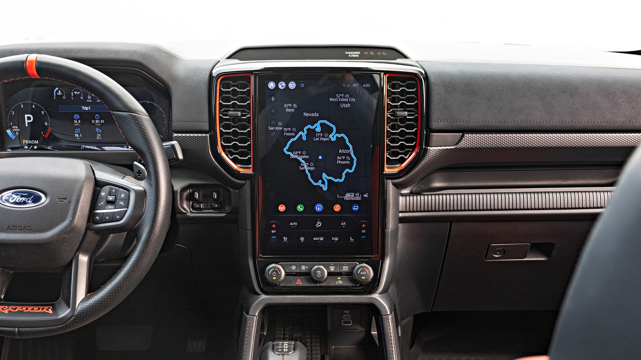 9 2025 Ford Ranger Raptor interior
