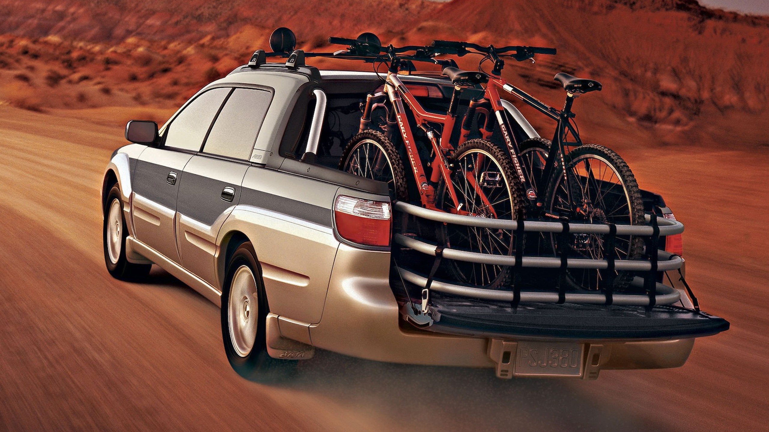 007 ugly truck subaru baja driving bikes trunk