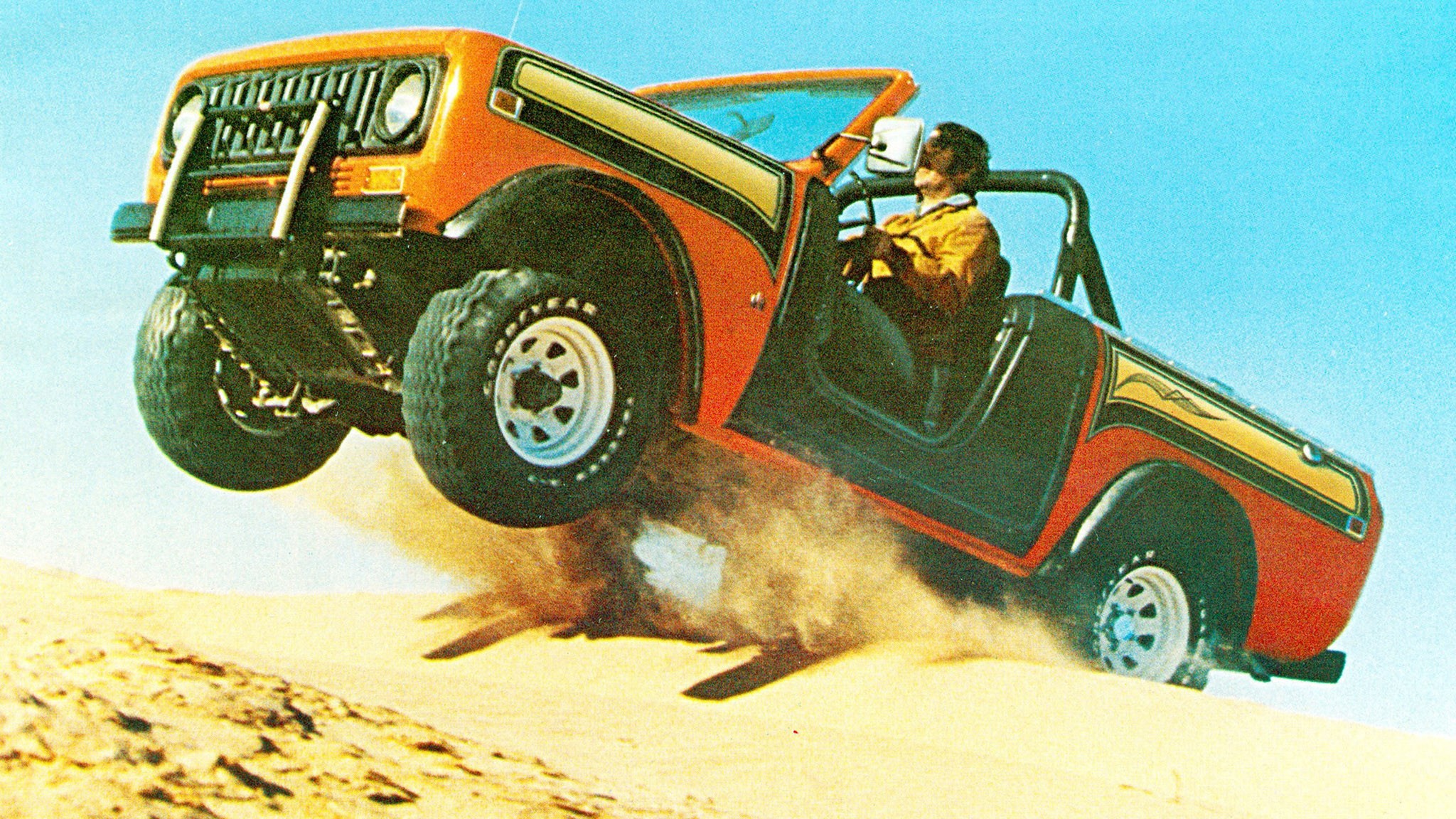 002 international super scout ii orange sand dune jump
