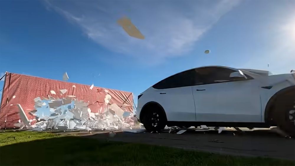 Tesla Model Y fake wall crash 1