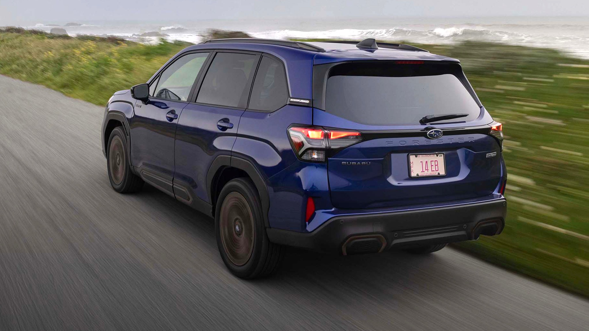 2025 subaru forester hybrid first drive 006 action rear three quarter