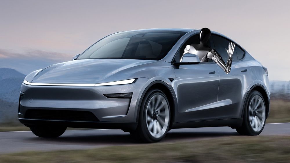 Tesla Model Y with robot driving