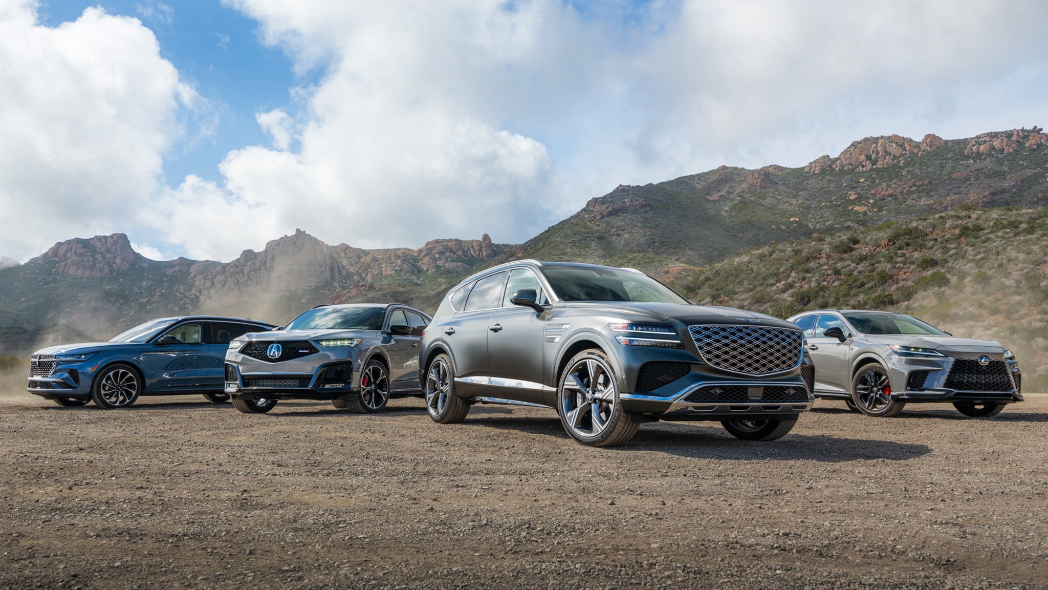 003 Group Shot 2025 Acura MDX 2025 Genesis GV80 2025 Lexus RX 2025 Lincoln Nautilus