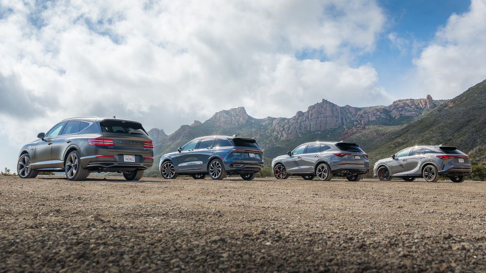 002 Group Shot 2025 Acura MDX 2025 Genesis GV80 2025 Lexus RX 2025 Lincoln Nautilus