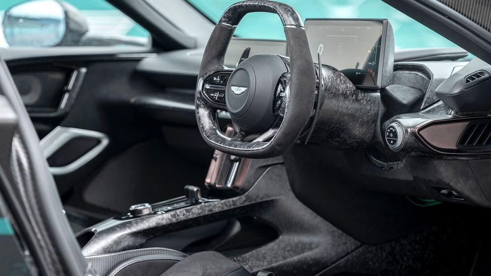 004 aston martin valhalla prototype interior steering wheel first drive stowe circuit