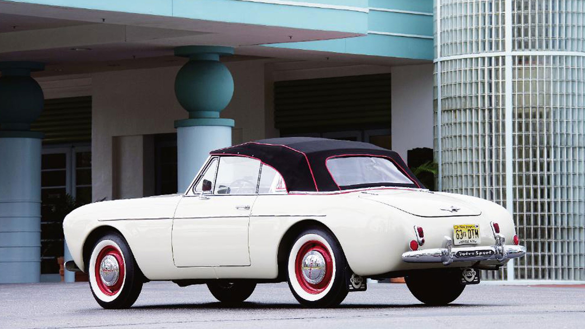 010 1957 volvo p1900 white rear three quarter rare swedish sports car motor trend classic