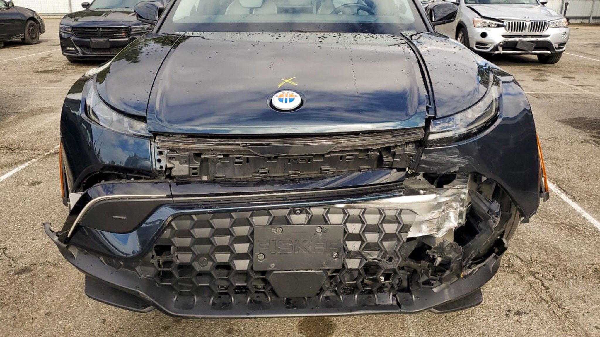 Wrecked Fisker Ocean Front