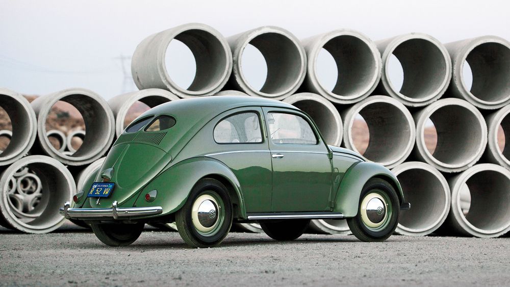 003 1952 volkswagen beetle unmodified green rear three quarter motor trend classic