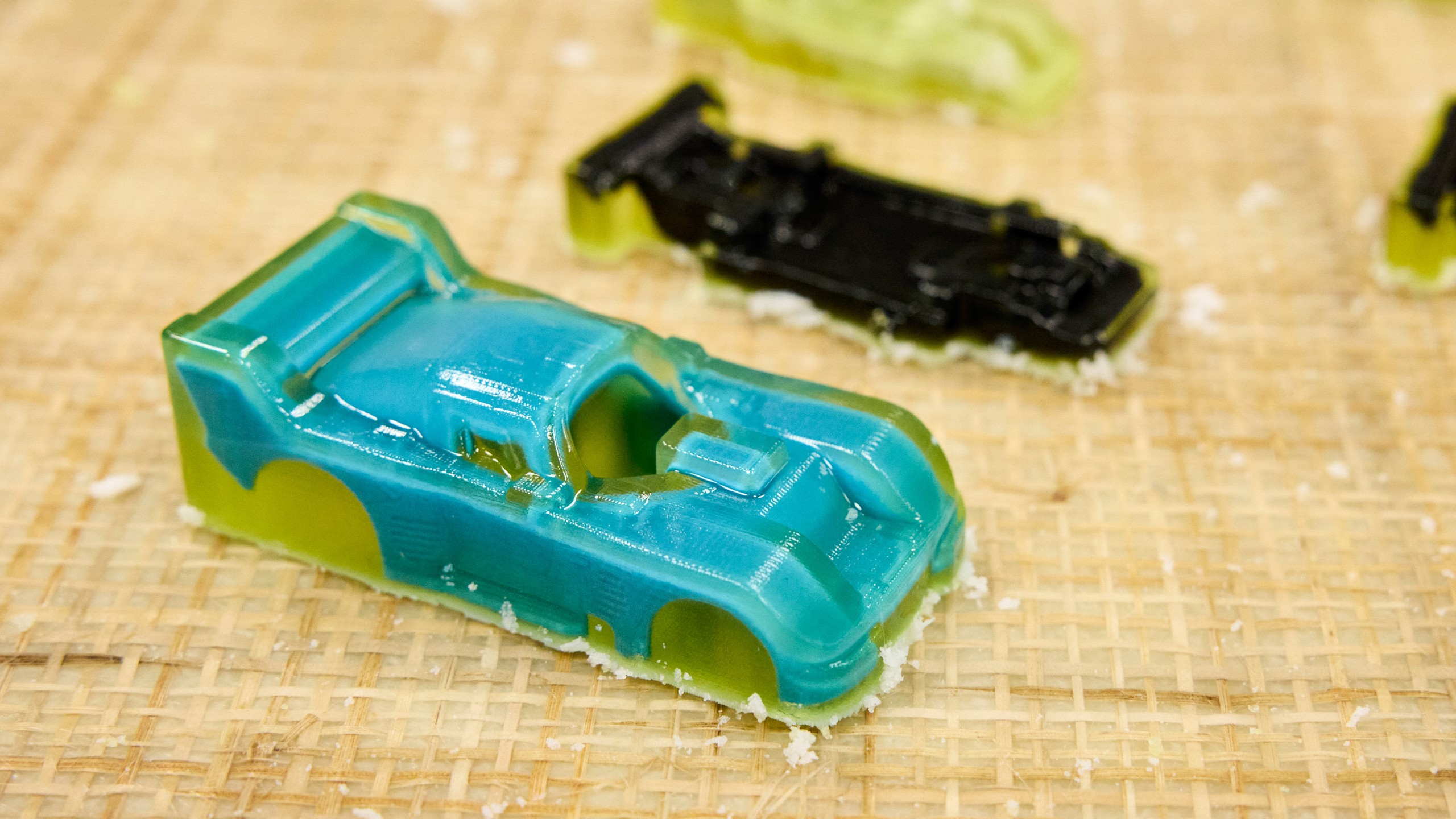 Hot Wheels 3 D Printed Prototypes With Gel Close up Multiple Parts 4