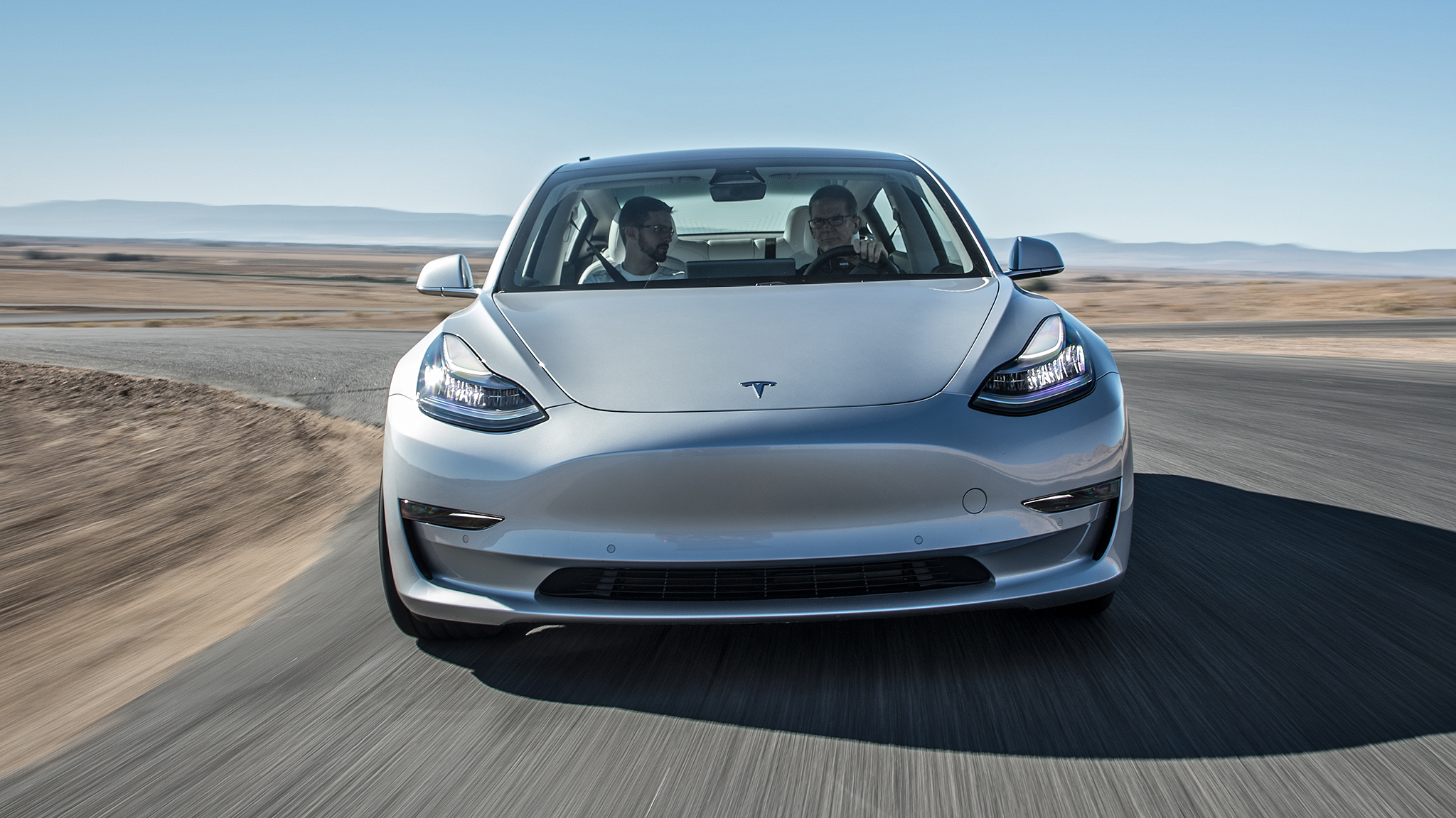 Tesla Model 3 Performance Track Mode front in motion