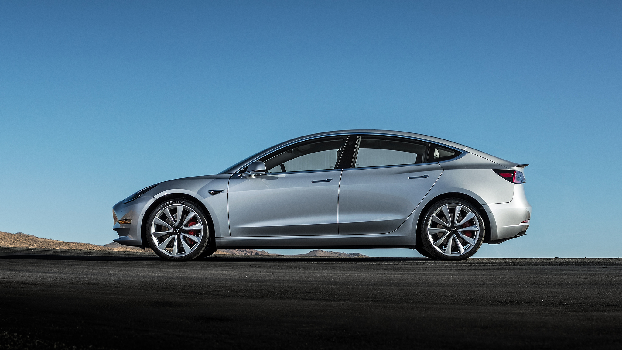 Tesla Model 3 Performance Track Mode side